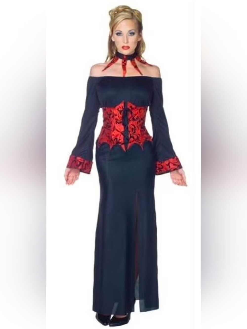 Immortal Women's Costume Black Dress with Red Corset Detail Choker Sz-M